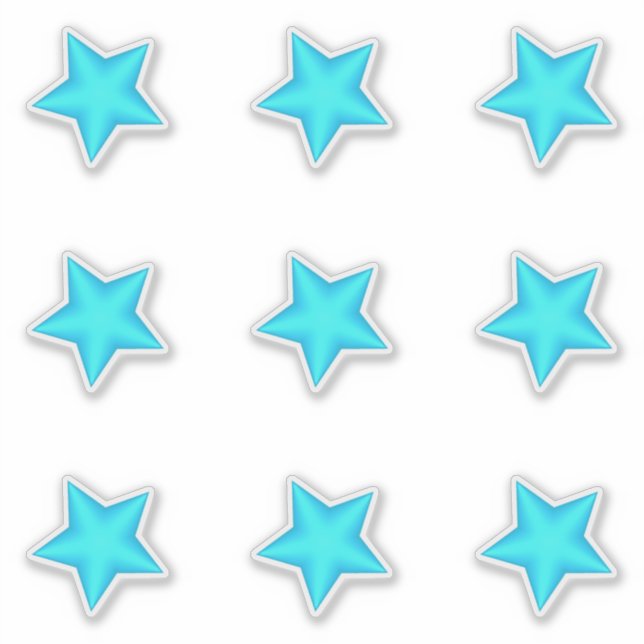 Blue Baby Shower Nine Puffy Stars Sticker (Front)