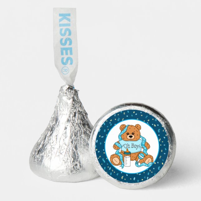 Blue Baby Shower Oh Boy Teddy Bear Hershey®'s Kisses® (Front)