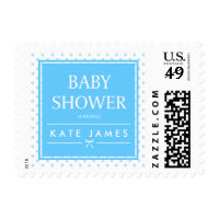 Blue Baby Shower Polka Dots and Ribbon Postage