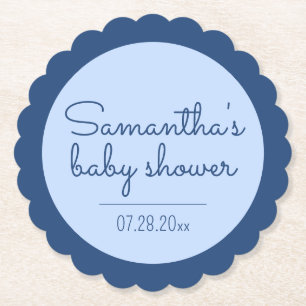 Blue Baby Shower Scalloped Coasters