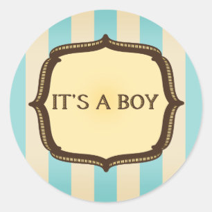 Blue Baby Shower Sticker - Vintage Stripes