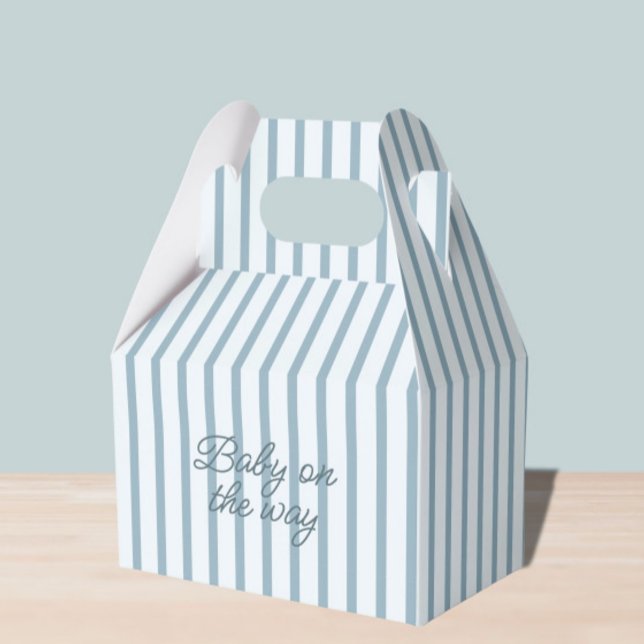 Blue Baby Shower Stripped  Favor Boxes (Creator Uploaded)