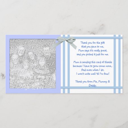 Blue Baby Shower Thank You Card From Baby Boy