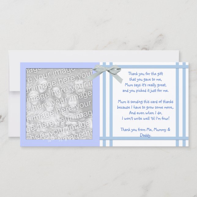 Blue Baby Shower Thank You Card from baby boy (Front)
