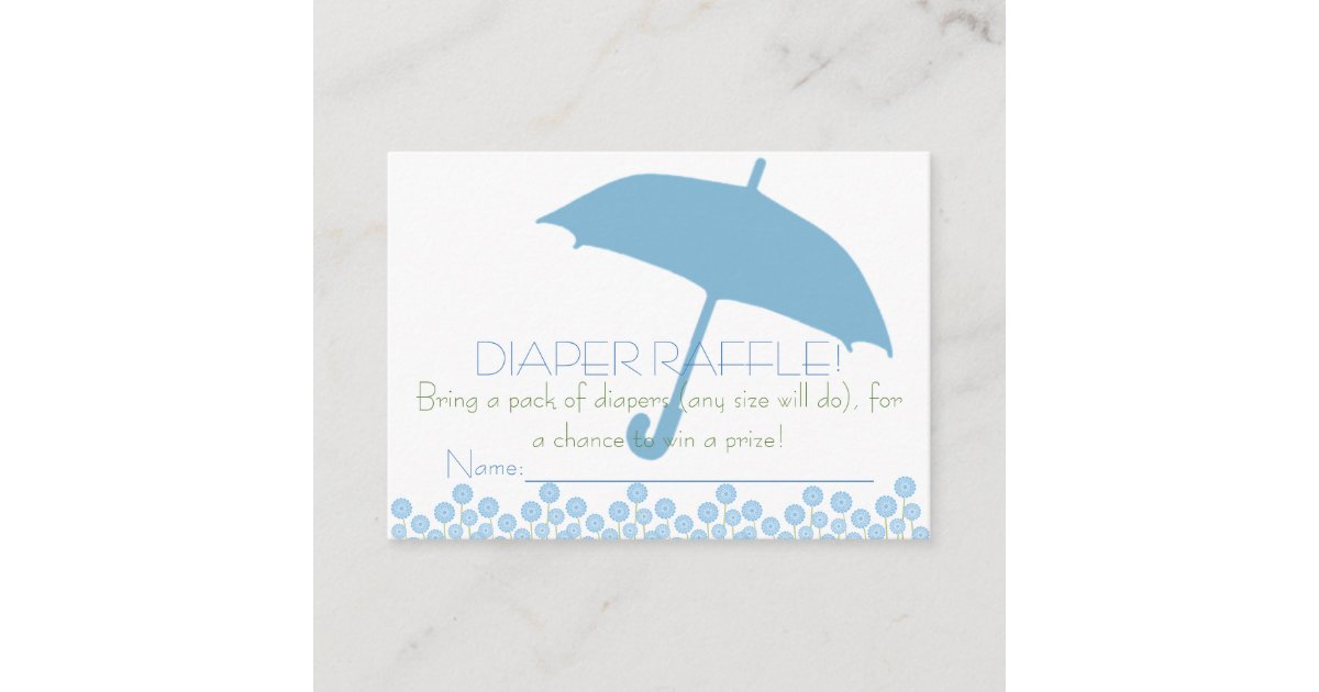 Umbrella Raffle Blue Baby Shower Umbrella Diaper Raffle Tickets Enclosure Card | Zazzle