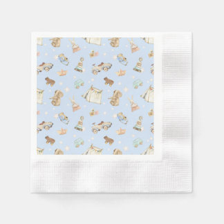 Blue Baby Shower Vintage Toys Coin Cocktail Napkins