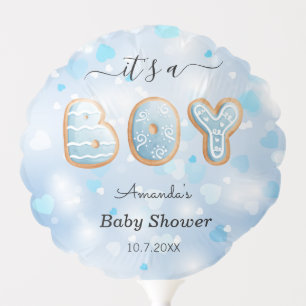 Blue Baby Shower White Hearts Love Balloon