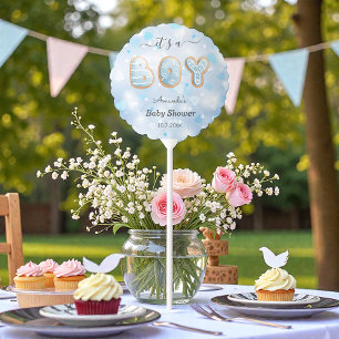 Blue Baby Shower White Hearts Love Balloon