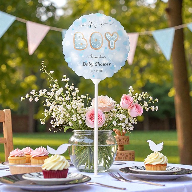 Blue Baby Shower White Hearts Love Balloon (Creator Uploaded)