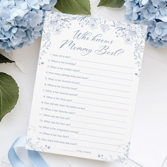 Blue Baby Shower Who Knows Mommy Best Game Card (Creator Uploaded)
