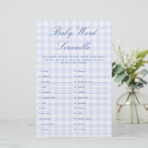 Blue Baby Shower Word Scramble