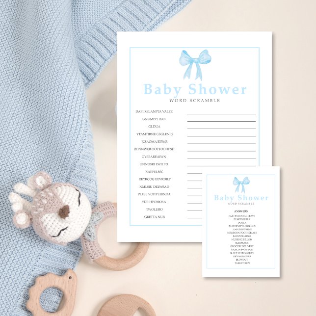 Blue Baby Shower Word Scramble Answer Sheet-Print Letterhead (Creator Uploaded)