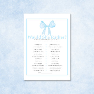 Blue Baby Shower Would She Rather Game – Printable Letterhead