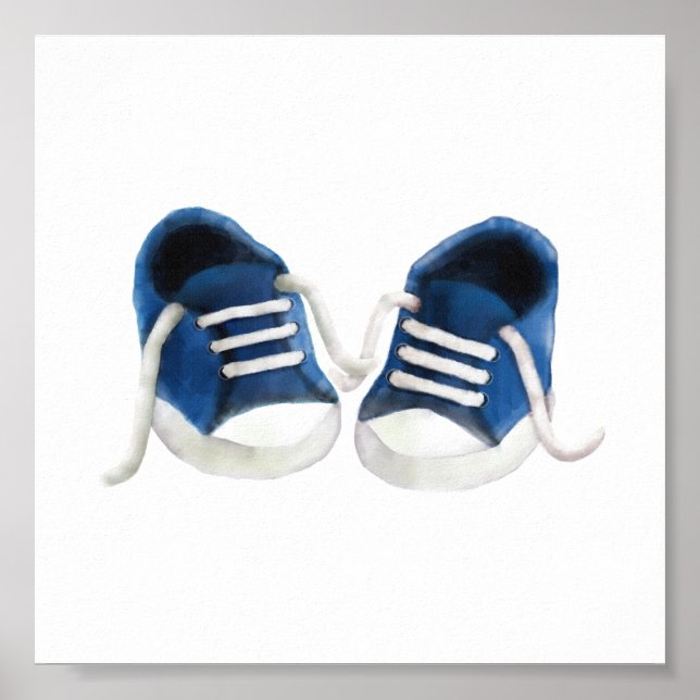 Blue Baby Sneakers Painting Art Print (Front)
