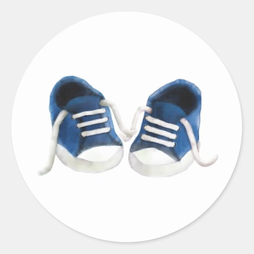 Blue Baby Sneakers Sticker Baby Shower Gift Tag