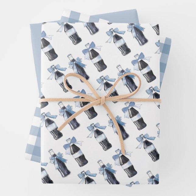 Blue Baby Soda Ready to POP  Wrapping Paper Sheets (In situ)
