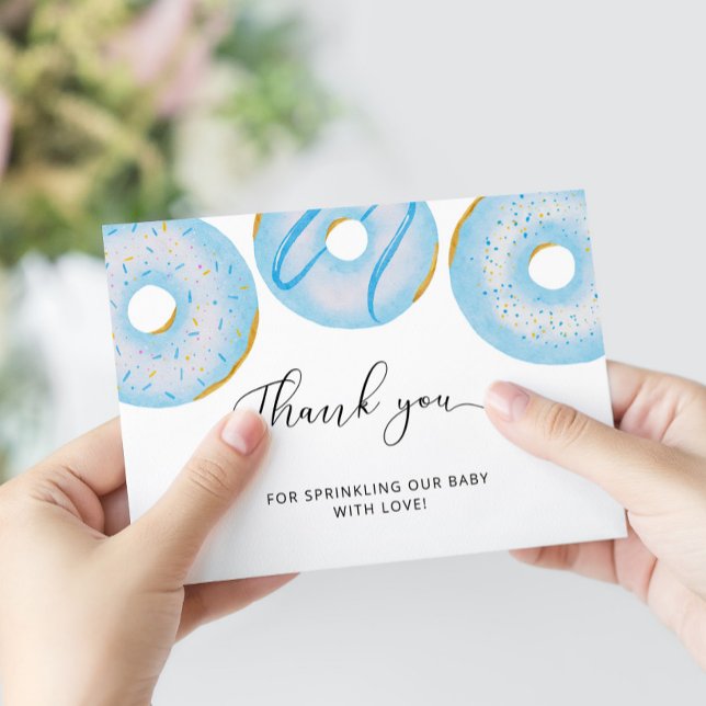Blue baby sprinkle donut thank you card (Creator Uploaded)