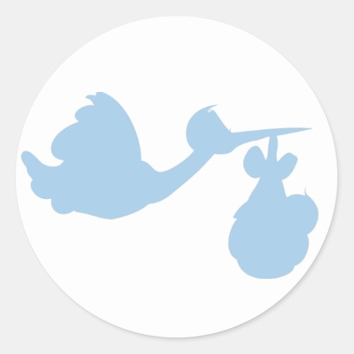 Blue Baby Stork Classic Round Sticker