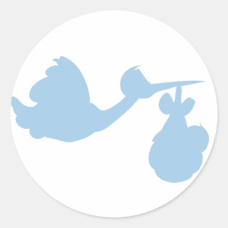 Blue Baby Stork Classic Round Sticker