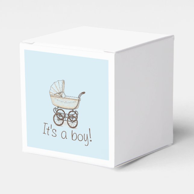 Blue baby stroller favor box (Front Side)