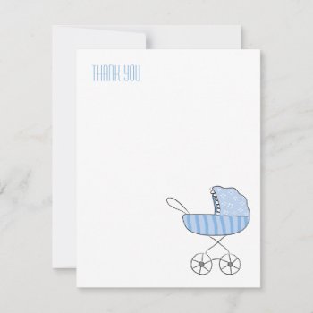 Blue Baby Stroller | Flat Thank You Note Cards by LisaMarieDesign at Zazzle