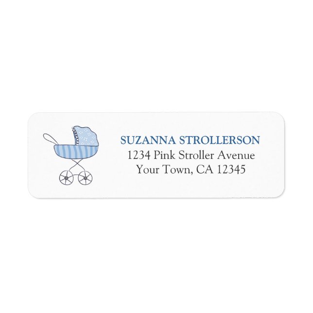Blue Baby Stroller Return Address Label (Front)