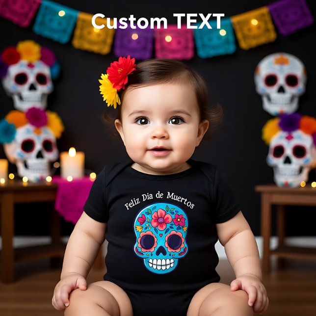  🌹Blue Baby Sugar Skull 🌹custom text Bodysuit (🌹Blue Baby Sugar Skull 🌹custom text Baby Bodysuit)