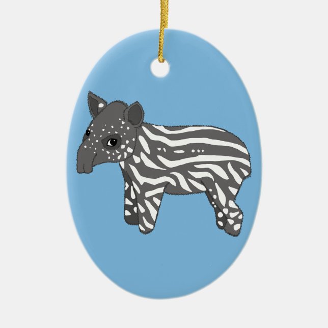 blue baby tapir ceramic ornament (Front)