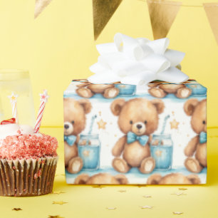 Blue Baby Toddler Teddy Bear Gift Wrapping Paper