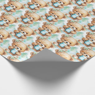 Blue Baby Toddler Teddy Bear Gift Wrapping Paper