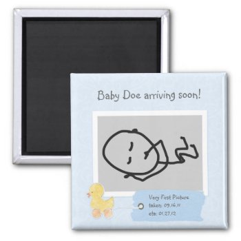 Blue Baby Ultrasound Photo Custom Duck Magnet by FamilyTreed at Zazzle