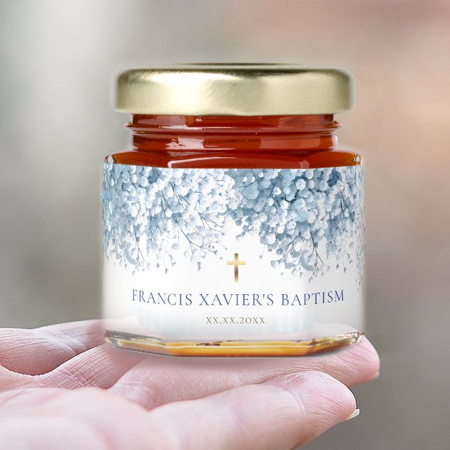 blue Baby's breath Baptism Honey Jar Favors (Creator Uploaded)
