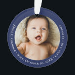 Blue Baby's First Christmas 1 photo Birth date Ornament<br><div class="desc">Celebrate your little one's first holiday with this Blue Baby's First Christmas 1-Photo Birth Date Holiday Ornament. This adorable keepsake features a space to personalize with your baby's photo and birth date, making it a cherished memory to hang on your Christmas tree year after year. The classic Blue design and...</div>