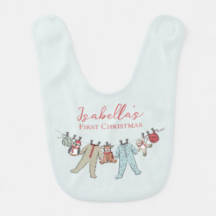 Blue Baby's First Christmas Gender Neutral Baby Bib