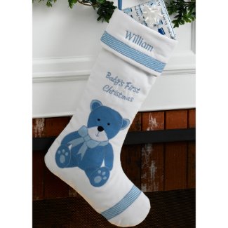 Blue Baby's First Velvet Christmas Stocking