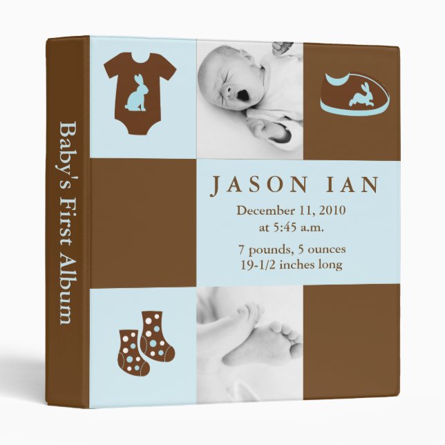 Blue Baby's First Year Keepsake 3 Ring Binder (Front/Spine)