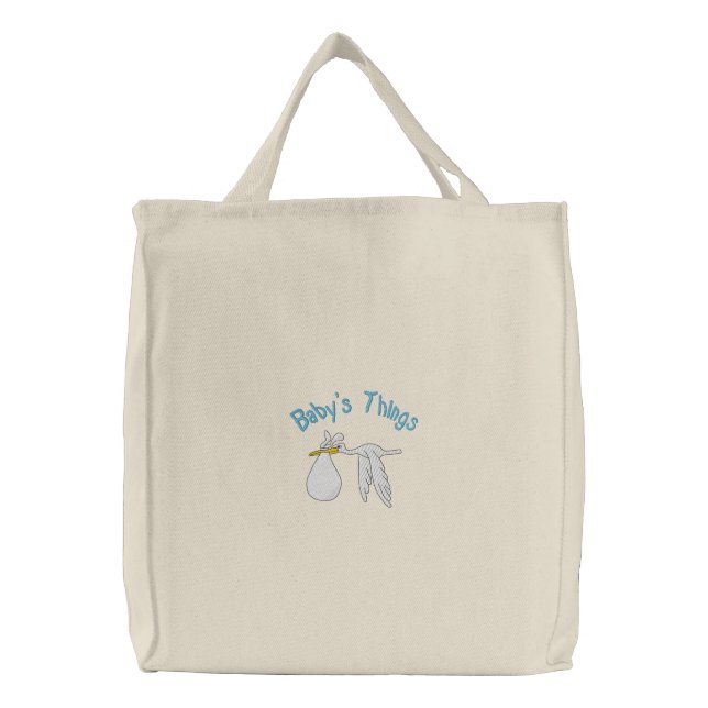 Blue Baby's Things Embroidered Bag (Front)