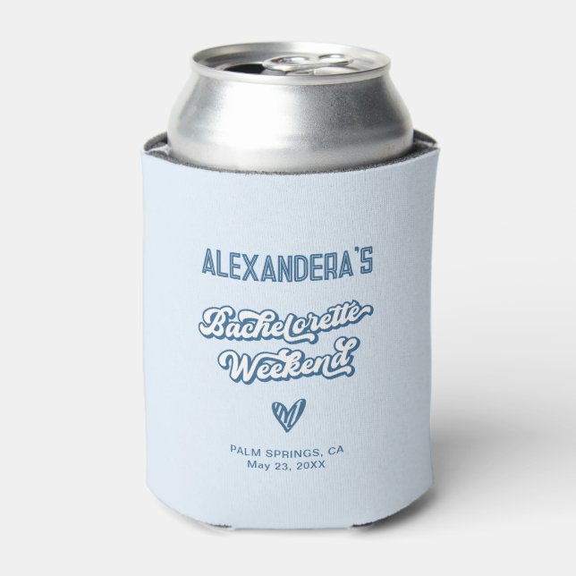 Blue Bachelorette Party Favor Can Cooler (Can Front)