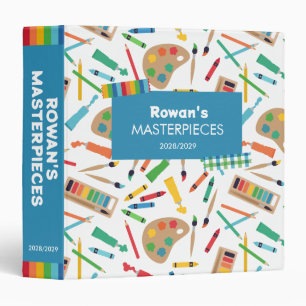 Blue Back to School Boy's Masterpieces Artwork 3 Ring Binder