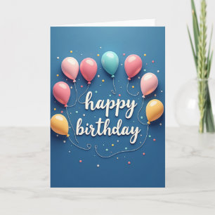 Blue Backdrop Birthday Card