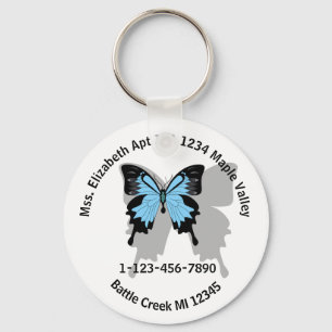 Blue Backed Butterfly Home or Business Contact Ke Keychain