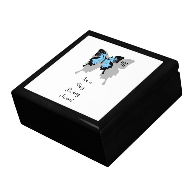 Blue Backed Butterfly Shadow Monogram Gift Box (Side)