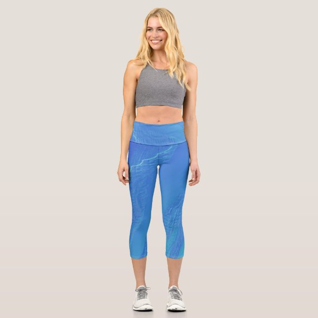 Blue Background Capri Leggings (Front)