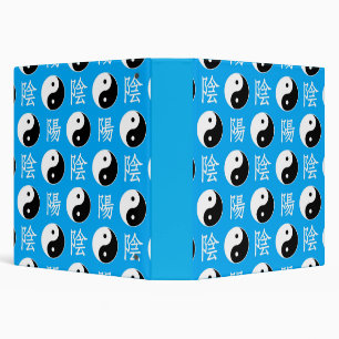 Blue Background Chinese Yinyang Pattern 3 Ring Binder