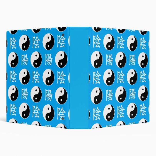 Blue Background Chinese Yinyang Pattern 3 Ring Binder (Background)