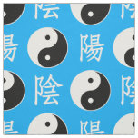 Blue Background Chinese Yinyang Pattern Fabric