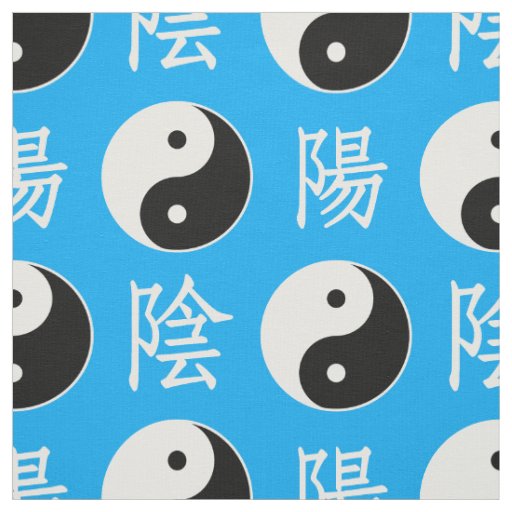 Blue Background Chinese Yinyang Pattern Fabric