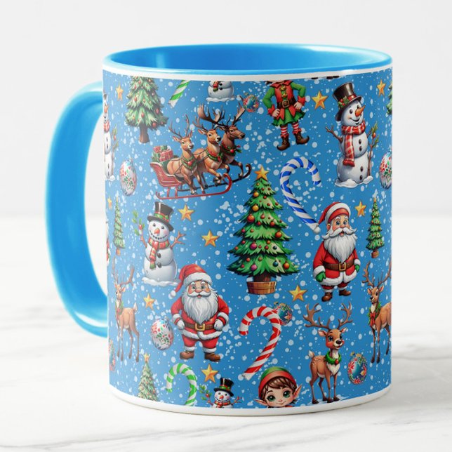 Blue Background Christmas Decorative Pattern Mug (Creator Uploaded)