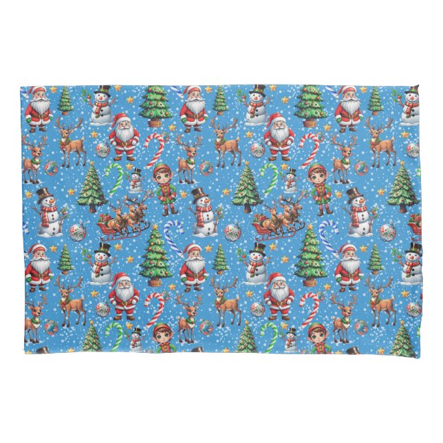 Blue Background Christmas Decorative Pattern Pillow Case (Front)
