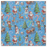 Blue Background Christmas Pattern Design Fabric